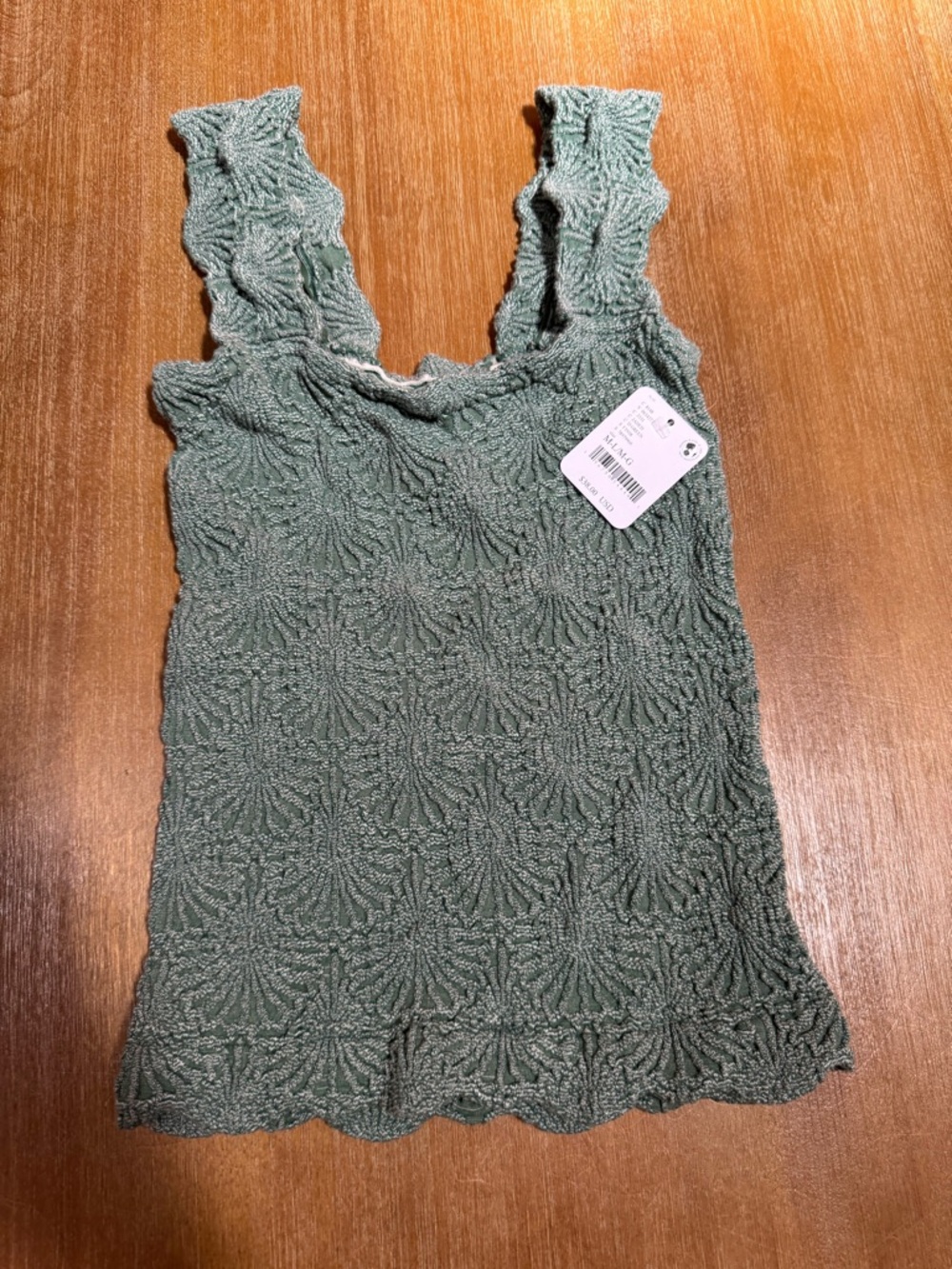 Free People Sage Green Textured Crochet Tank